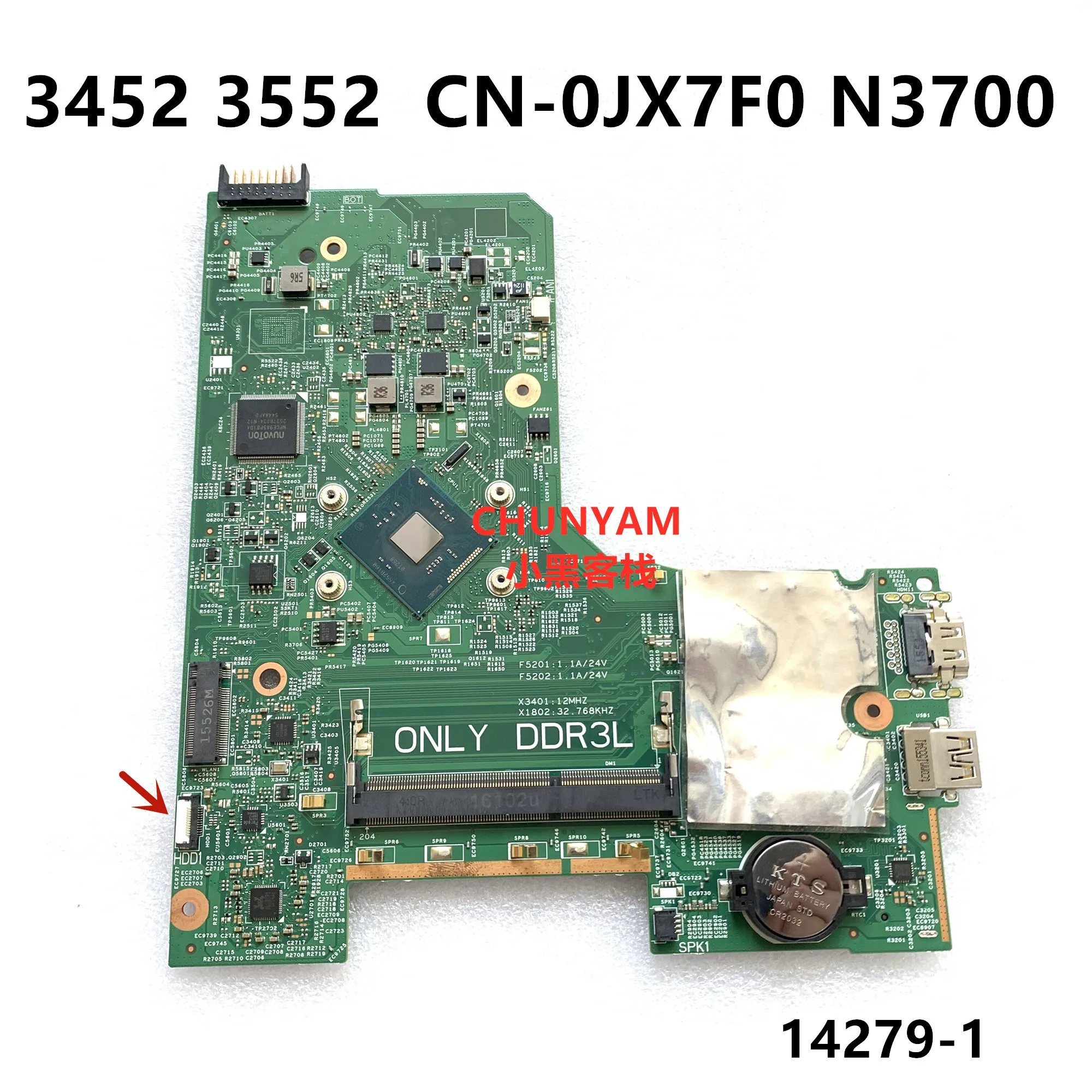 

KEFU FOR DELL INSPIRON 3452 3552 laptop motherboard PWB:896X3 14279-1 N3700 CPU CN-0JX7F0 0JX7F0 JX7F0 mainboard NOTEBOOK PC