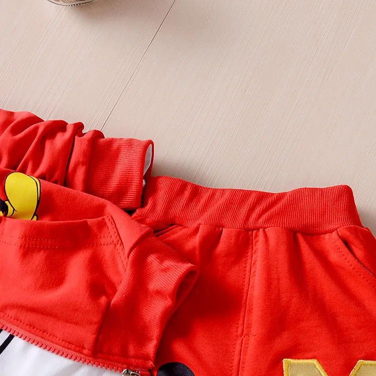 3 цвета, Весенняя модная куртка с капюшоном с Микки Маусом для маленьких мальчиков и девочек+ футболка+ штаны, спортивный костюм из 3 предметов, комплекты детской одежды