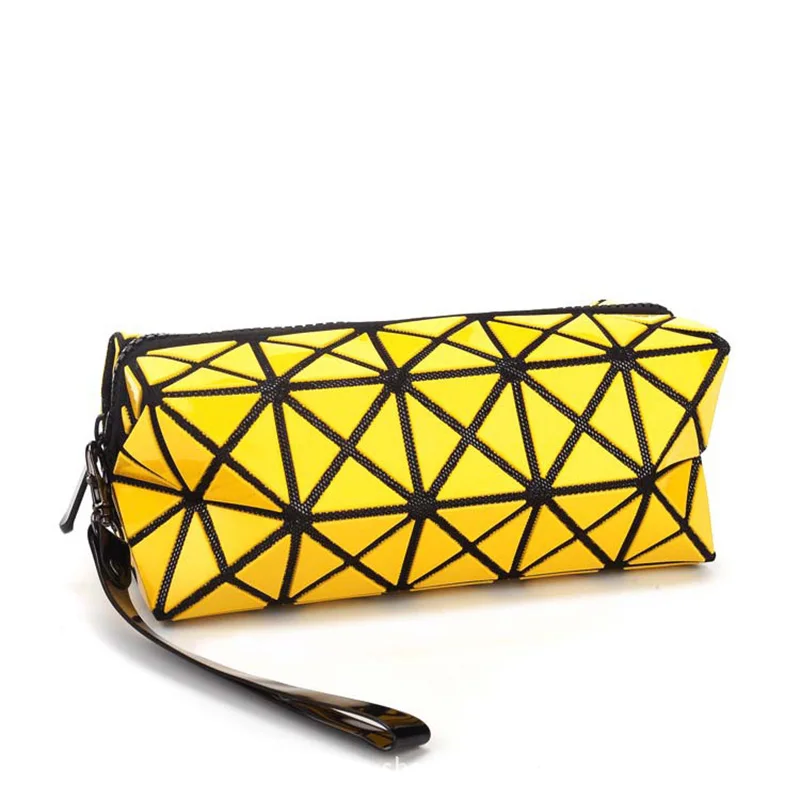 Fashion Portable Makeup Bag Folding Package PU Leather Makeup Bags Women Geometric Zipper Cosmetic Bag Mini Bolso Organizer Bags (17)
