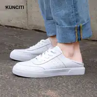 2019 Sneakers Women Tenis Espadrilles Genuine Leather Loafers Lace Up Ladies Leather Mules White Beige Casual Shoes F936