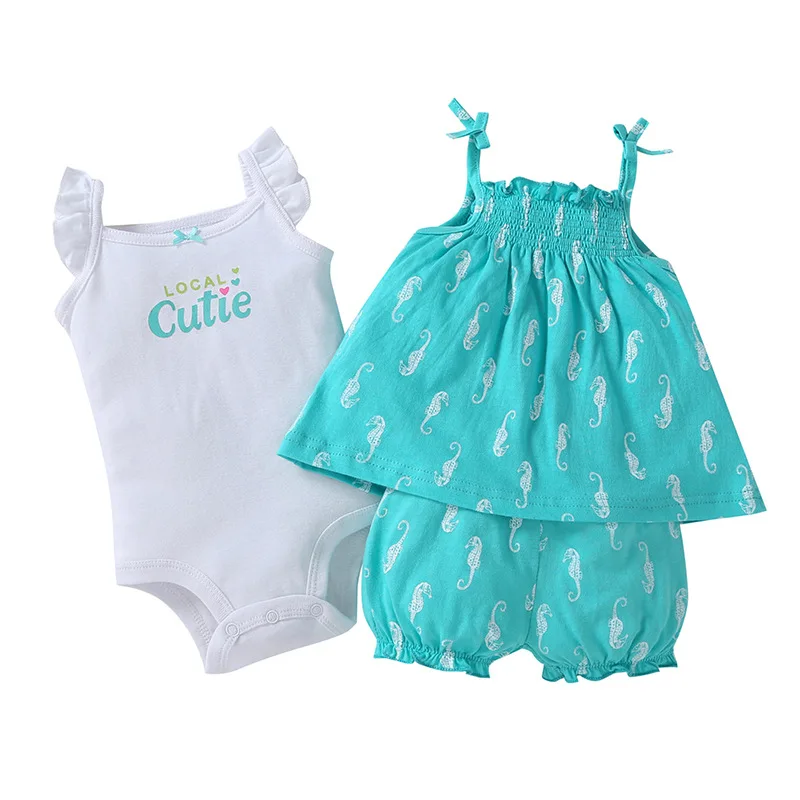 Комплект одежды для маленьких девочек, лето, мягкий хлопковый топ+ боди+ шорты, 3 предмета, детские костюмы, Ropa de bebe, детский комбинезон - Цвет: Style 5