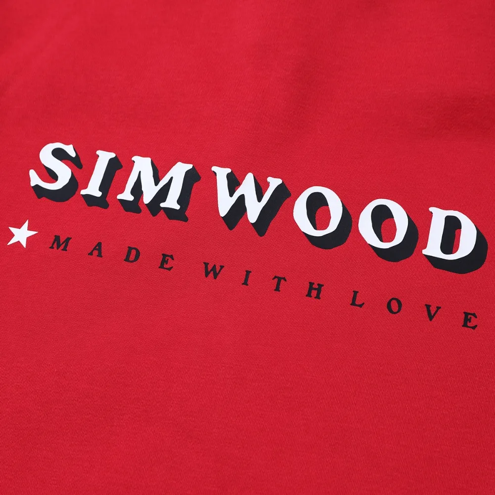 Мужская толстовка с надписью SIMWOOD модная черная Повседневная Толстовка вышивкой