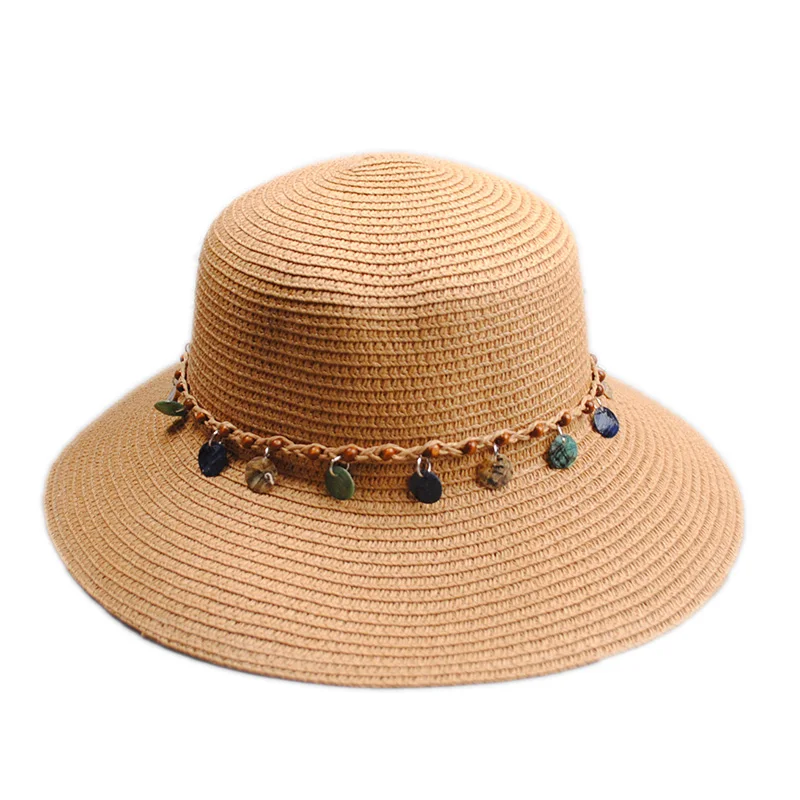 

2019 New Ladies Beach Straw Hat Sun Hats with Chain for Women Hat Outdoor Breathable Spring and Summer Hat
