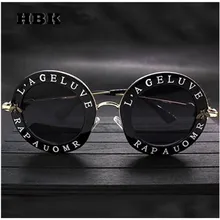 HBK унисекс Круглые Солнцезащитные очки бренда класса «Люкс», дизайнерские Для женщин Для мужчин пчелы Алфавит Овальные Солнцезащитные очки Винтаж черный Новая мода UV400