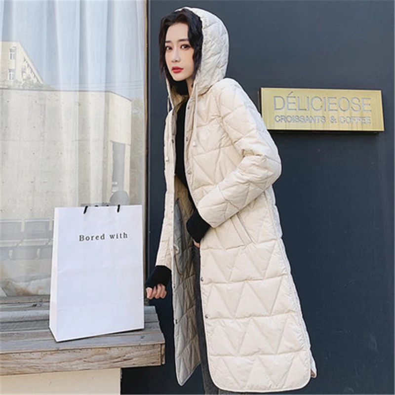 

New Winter Coat Women Medium-long Fur Collar Down Cotton Jacket with Removed Hood Women's Down jacket Parkas T338