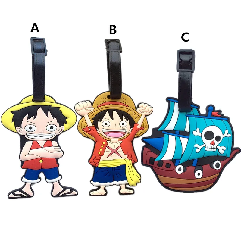 

Fashion ONE PIECE Suitcase Luggage Tags Monkey D. Luffy ID Address Holder Baggage Label Silica Gel Identify Travel Accessories