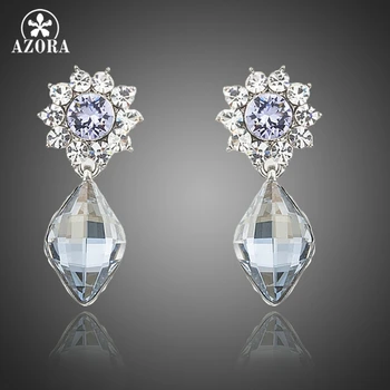 

AZORA Dangling Small Cute Flower With Stellux Austrian Crystal Drop Earrings For Women TE0227
