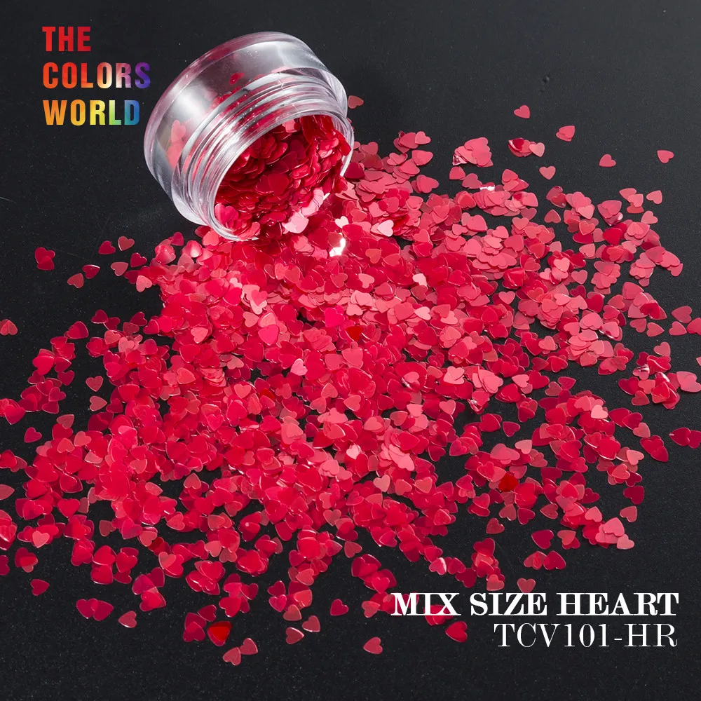 

TCT-065 Heart Shape Mix Size Nail Glitter For Valentine's Day Decoration Nail Art Decoration Nail DIY Decoration And Body Art