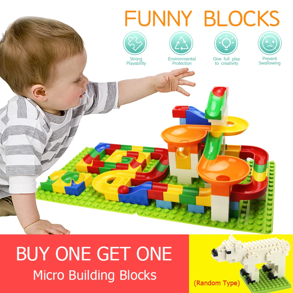 

108pcs/set DIY Track Building Blocks Marble Race Run Maze Balls Funnel Slide Big Size Building Brick Educational Toys for Kids