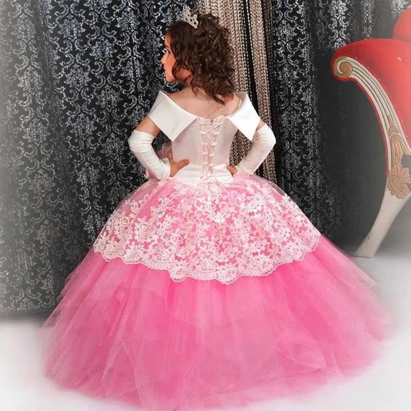 2017-first-communion-Pink-White-Flower-Girl-Dress-Cute-Ball-Gown-Satin-Lace-Girls-Pageant-Dress (1)