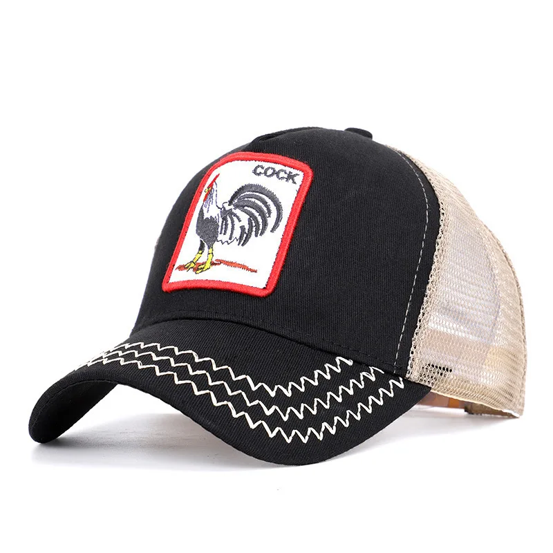 Baseball Cap Animal Embroidered Cotton Hat Headwear Outdoor Sports Wear with Adjustable Back Closure