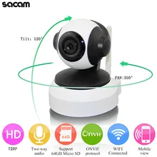 SACAM 720 P Câmera IP Sem Fio Wi-fi com Two-way Áudio Ir Cut Vídeo de Visão noturna Rede P2P Onvif Webcam para Alarme de Segurança Em Casa