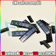 15valuesx10 шт = 150 шт SMD самовосстановление Ассорти пакетов PPTC 6V~ 30V 0.2A-3.5A сбрасываемый комплект