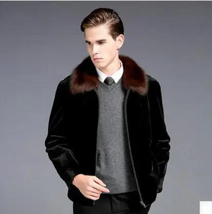 

S/5XL Mens Faux Mink Fur Coats Plus Size Winter Autumn Warm Outwears Man-Made Fur Male Jackets Overcoats Black Clothes K389