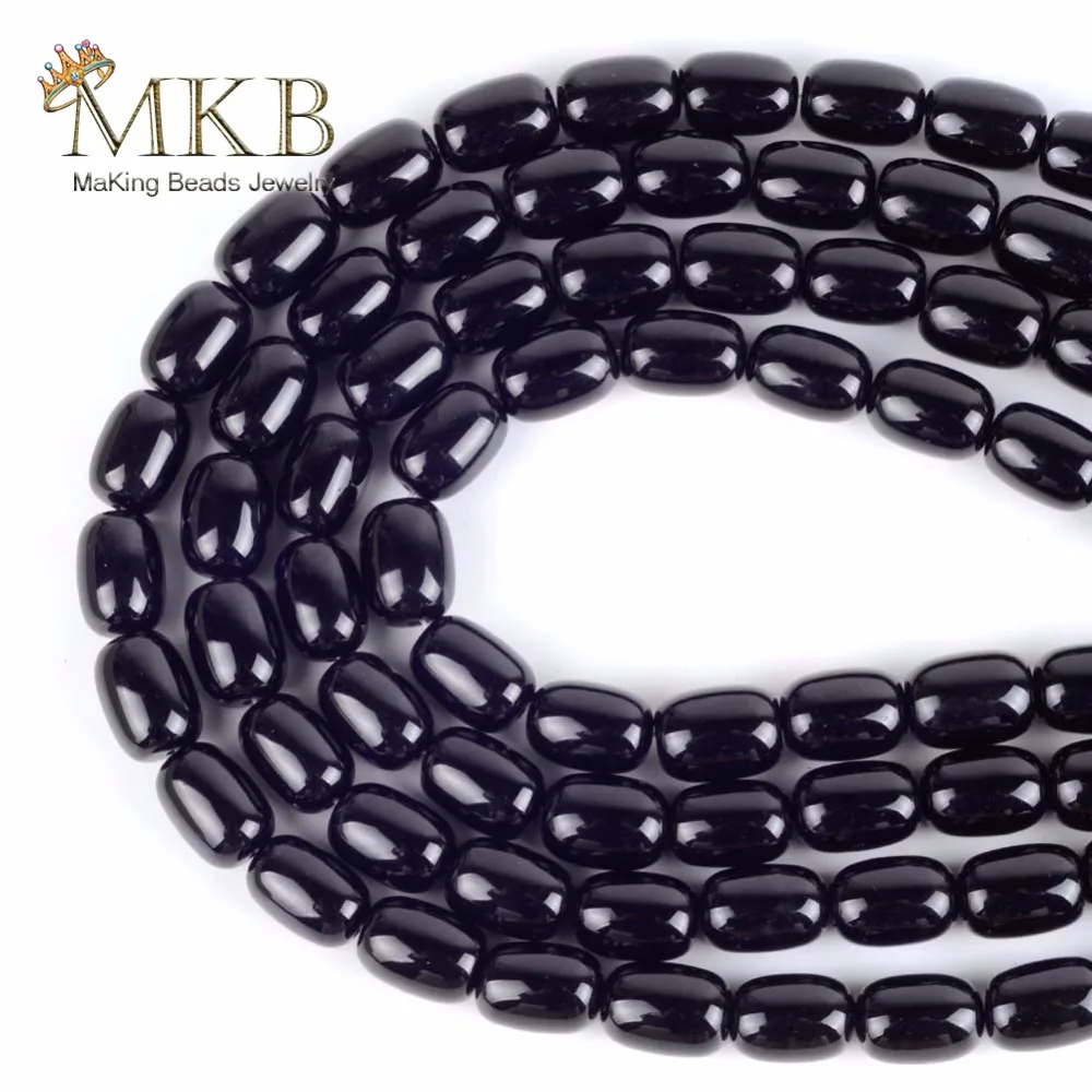 

Wholesale Natural Stone Beads 10*14mm Barrel Shape Black Agates Beads For Jewelry Making 15inches Spacer Beads Diy Bracelet