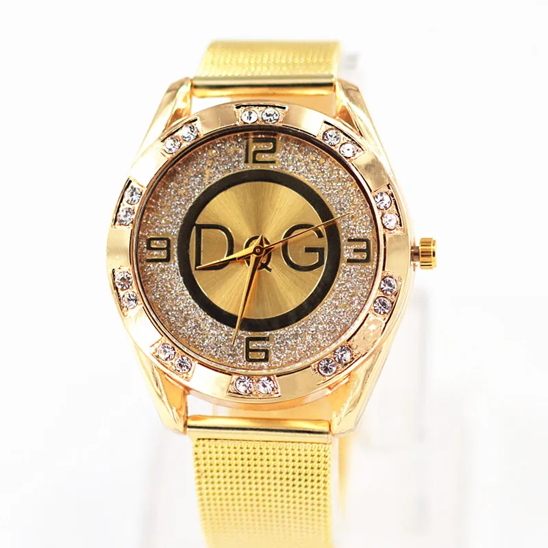 

Zegarki Damskie 2018 Hot sale New Luxury Brand DQG women Golden Metal Mesh Band Rhinestone Fashion Sport Quartz Watch Montres