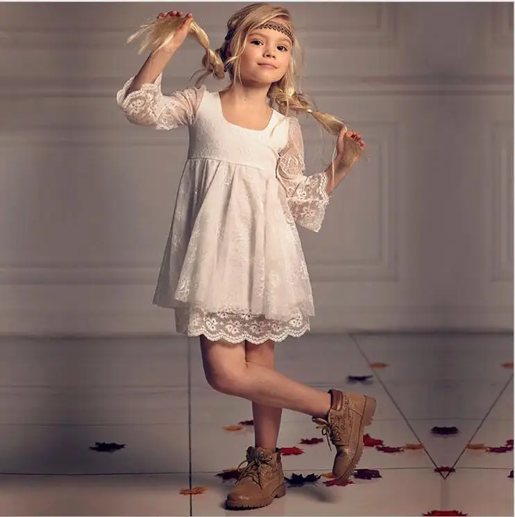

kids wedding dress for flower girls lace summer voile flare sleeve fairy princess dress old girls ins fashion vestido for party