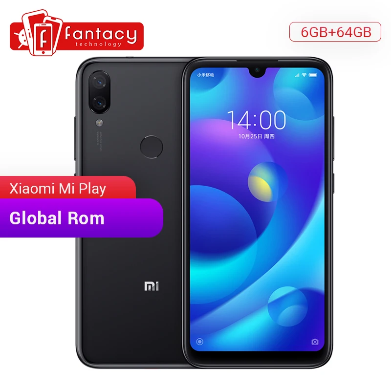 Глобальная ПЗУ Xiaomi Mi Play 6 ГБ ОЗУ 64 Гб 5 84 ''FHD дисплей MTK Helio P35 Восьмиядерный 12 МП