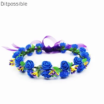 

Ditpossible new fashion flowers hair accessories for women girls floral headbands with adjustable ribbons
