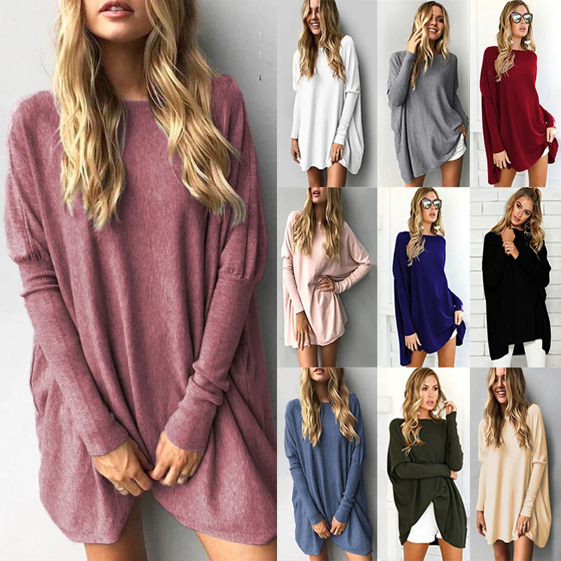 

Pullover Women 2019 Harajuku Autumn Solid Pullover Sweater Casual Loose Batwing Sleeve Tops Office Ladies Knitt Jumpers Sweaters