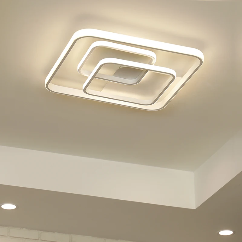 

Rectangle Ceiling Lights for Living room Bedroom avize AC85-265V lamparas de techo Aluninunm Wave White Ceiling Lamp Fixtures