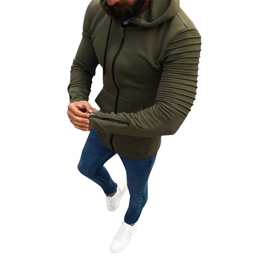 Army Green Мужская куртка спортивная одежда с капюшоном мужская куртка Осенняя Повседневная молния зауженное пальто впору пуловер толстовки блуза хип хоп Уличная - Цвет: Army Green
