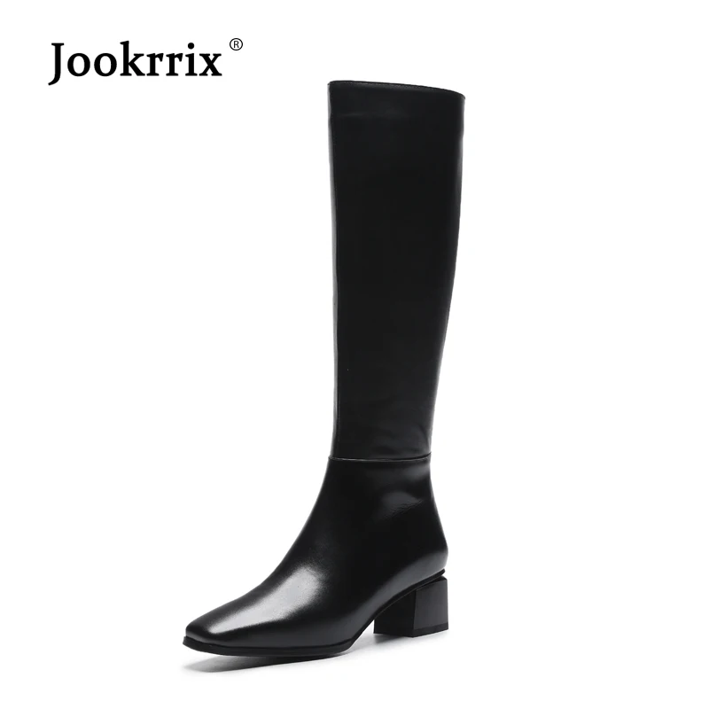 

Jookrrix Casual Shoes Women Fashion Brand Boots Real Leather botas mujer Lady chaussure Autumn Female footware Knee High Boots