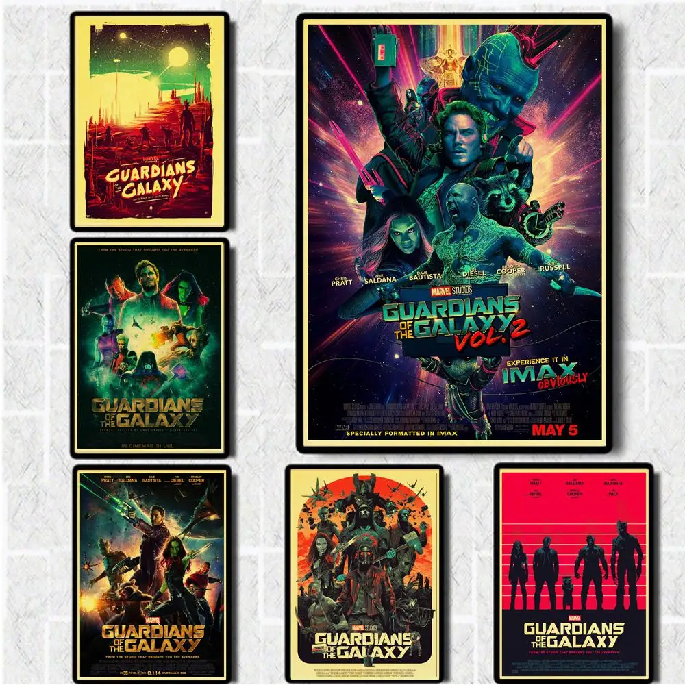 

Marvel Superhero Movie Guardians of the Galaxy Vintage Poster Kraft Paper Wall sticker For Room Decor Printed Art Retro Painting