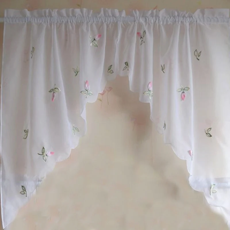 Вышитая Цветочная занавеска для окон с розовым перцем|kitchen curtains blinds|short kitchencurtain