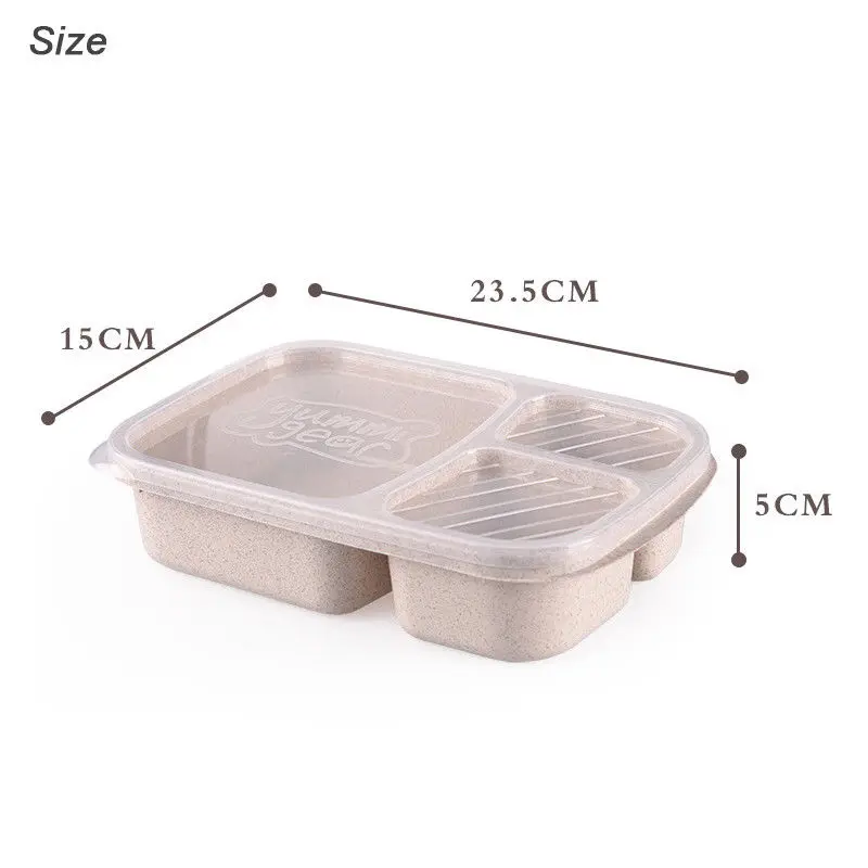 Wheat Non-pollution Microwave Bento Lunch Box Picnic Food Container Storage Box