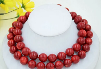 

ddh002447 AA++ Real 34" 16mm round red coral bead necklace