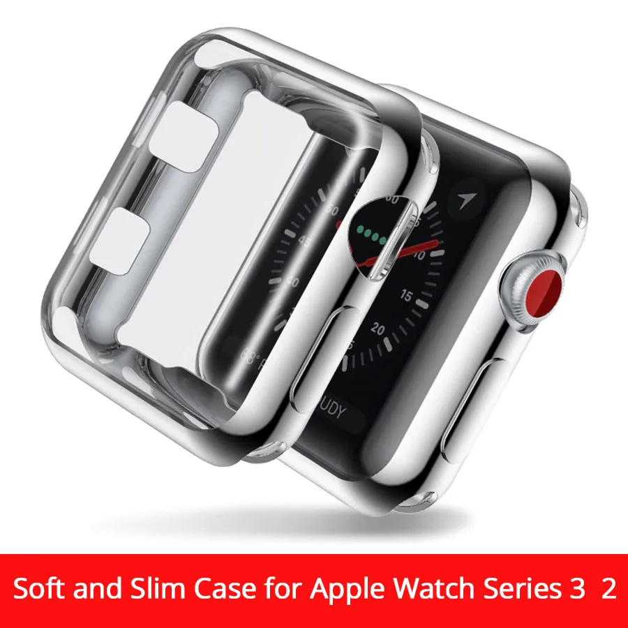 Мягкий чехол-бампер из ТПУ с покрытием для iPhone, Apple Watch, чехол для смарт часов 38 мм, 42 мм, защитная оболочка для экрана, серия 2, 3, чехол