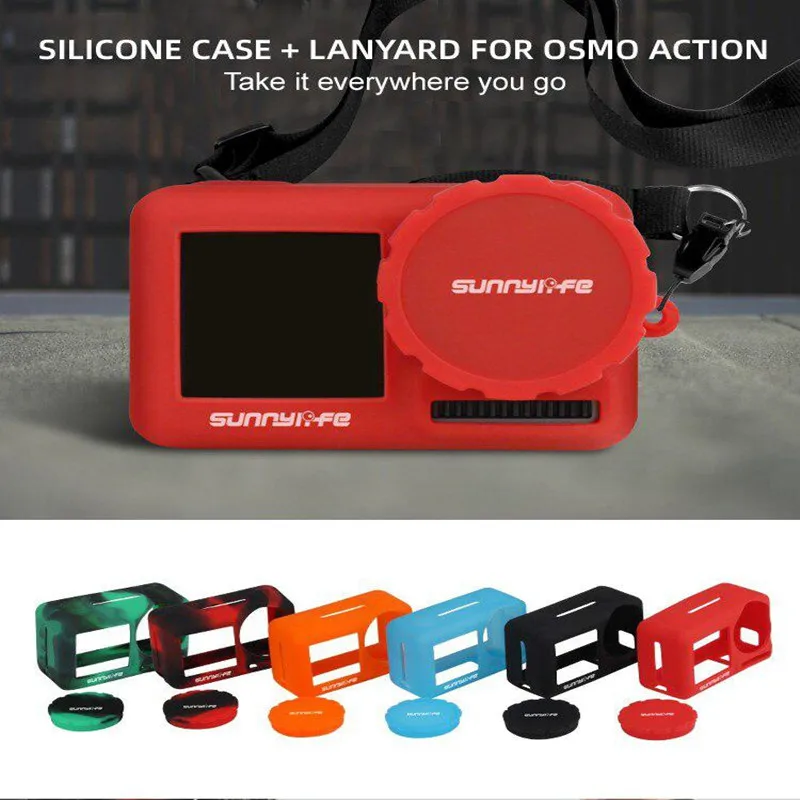 

Multi-color Silicone Protective Cover Lens Case Sling Neck Strap Lanyard for DJI OSMO ACTION Sport Camera Silicone Case
