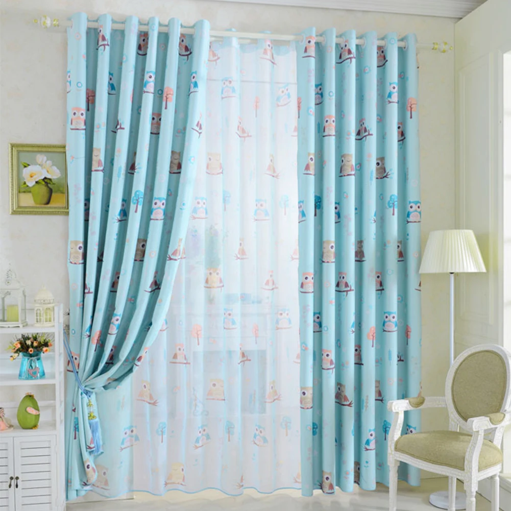 

Home Decoration Cute Curtain Cartoon Bird Pattern Owl Children Drapes Gauze