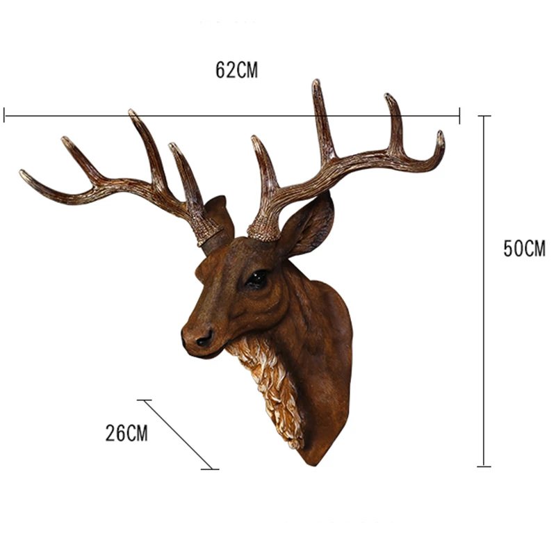 Vintage Resin Reindeer Ornament Figurines Miniatures Animal Statues For Home Hotel Wall Hanging Background Wedding Decoration12