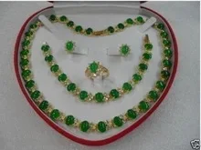 

green gem necklace bracelet earring ring set gem women's jewelry s