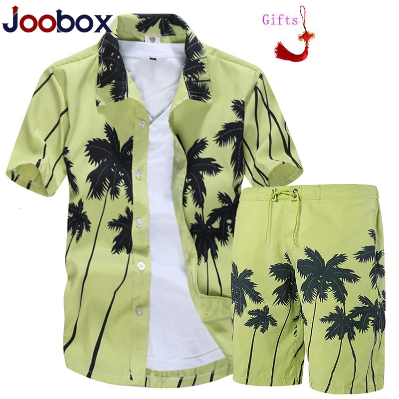 2019 New Fashion Summer Short Sets Men Casual Coconut Island Printing Suits For Chinese Style Suit T Shirt +Pants 5XL | Мужская одежда