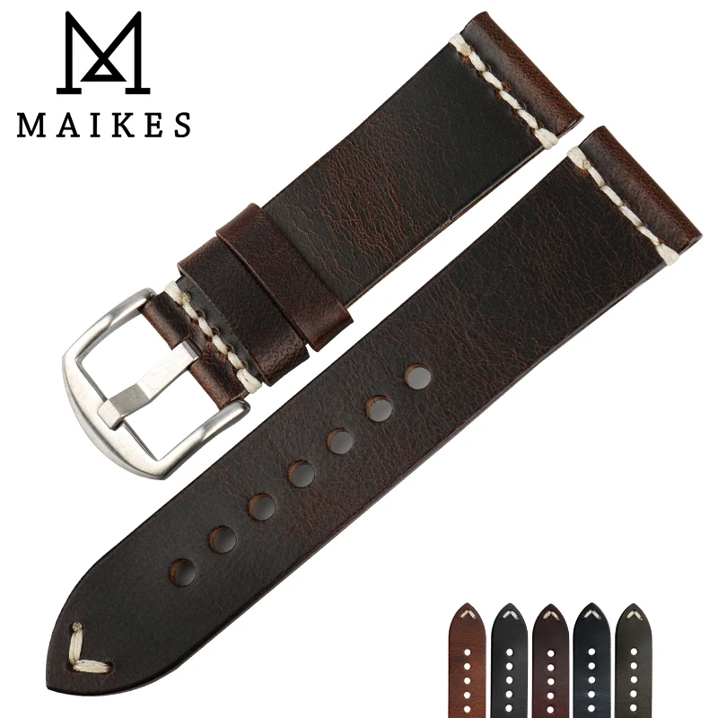 

MAIKES Genuine Leather Watchband 20mm 22mm 24mm Watch Accessories Watch Straps Vintage Bracelet Watch Band For CITIZEN Watch