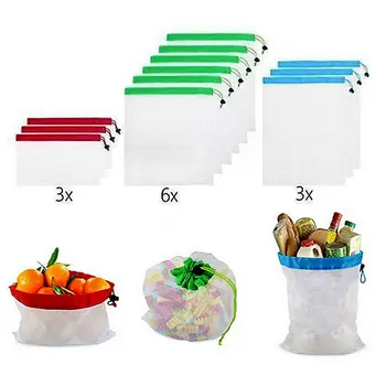 

12pcs Reusable Mesh Produce Bags Washable Eco Friendly Bags Shopping Bags for Grocery Shopping Storage Fruit Vegetable Toys