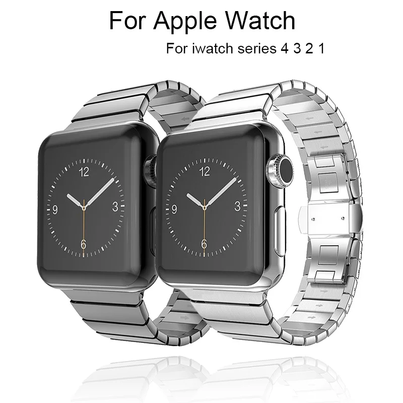 

Stainless Steel Watch Strap For Apple Watch 4 3 2 1 Luxury Bracelet Band For iwatch 44mm 40mm 38mm 42mm loop Wrist Watchband
