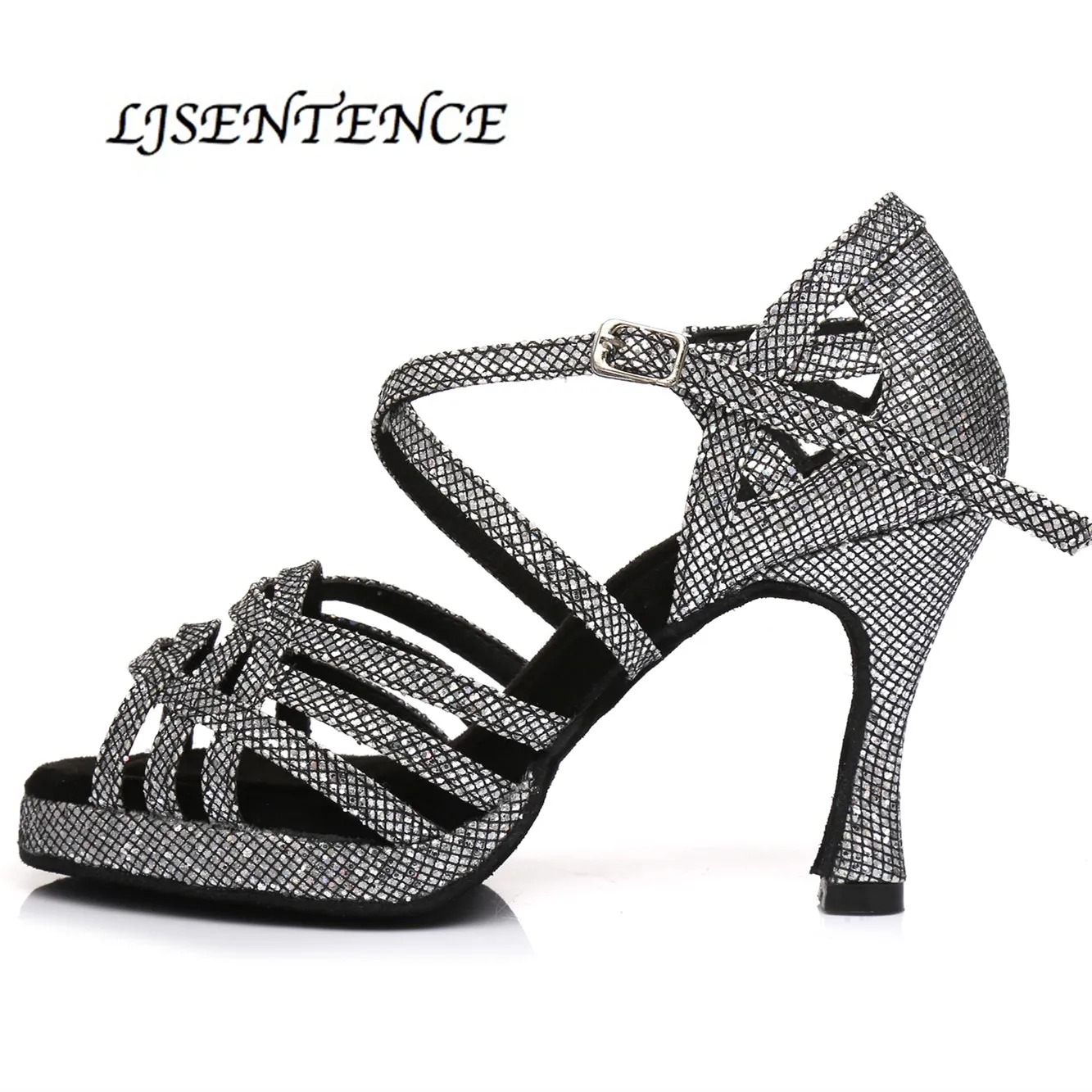 

Fashion Silver Black Satin Women ultra high heels 10cm Latin dance shoes Waterproof platform Increased Party shoes Kizomba Salsa