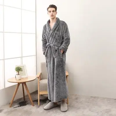 Зимний Халат домашний удлиняющий халат для мужчин однотонный халат для мужчин зимняя мужская домашняя одежда 1294 - Цвет: model 3