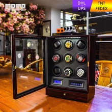 Высококлассные Часы winder 9 Автоматическая коробка для часов многофункциональная lcd сенсорная TPD режим деревянная коробка для хранения часов подарок на день рождения