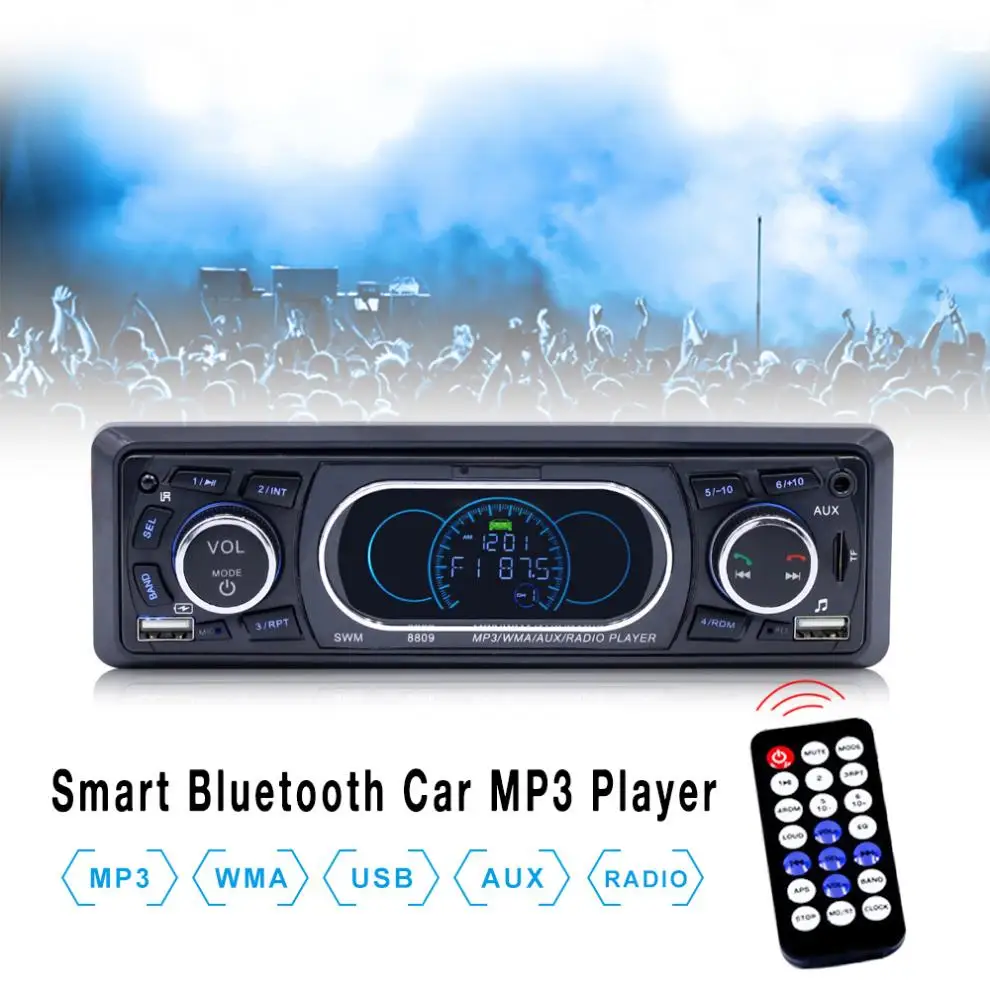 

12V 1 Din In-Dash Bluetooth Car FM Radio Stereo MP3 Audio Player Support USB TF AUX FM Phones Charger with Remote Control