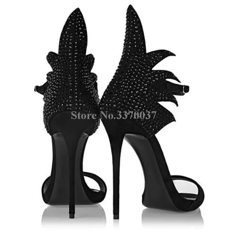 Брендовые женские блестящие босоножки на тонком каблуке со стразами; цвет бежевый, черный; босоножки на высоком каблуке с ремешком на лодыжке; модельные туфли