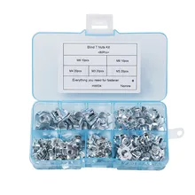 80Pcs/set M3 M4 M5 M6 M8 Zinc Plated Four Claws Nut Speaker Nut T-nut Blind Pronged Tee Nut Furniture Assortment Kit HW034