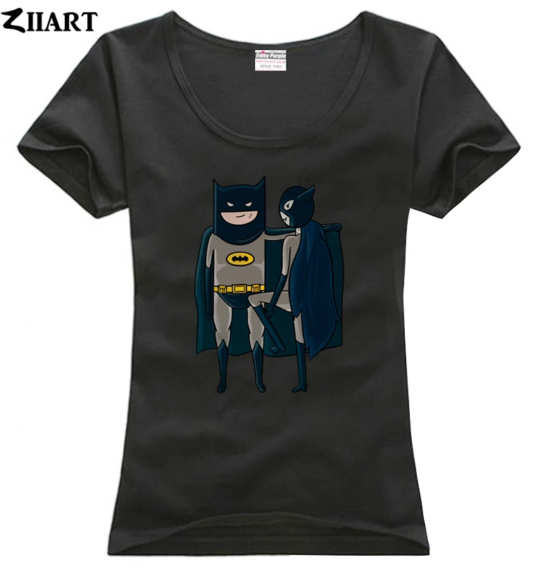 Бэтмен catwoman adventure time пара одежды девушка женщина с О образным вырезом хлопковая