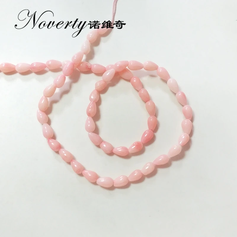 

New 4*6MM 40pieces/bag Pink Coral Water Drop Shape Beads for DIY Necklace Bracelet Jewelry Making Accessories