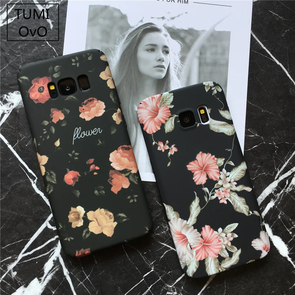 

Starry Retro Flower Mountain Landscape Phone Cases For Samsung Galaxy S7 S8 S8 Plus Note8 Moon Hard PC phone Case Capa Fundas