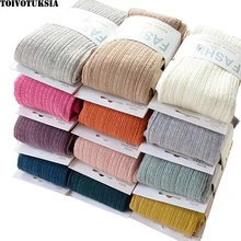 TOIVOTUKSIA Warm Tights Winter Full Cotton Vertical Pattern Candy Colors Thermal Dress Pantyhose for Spring